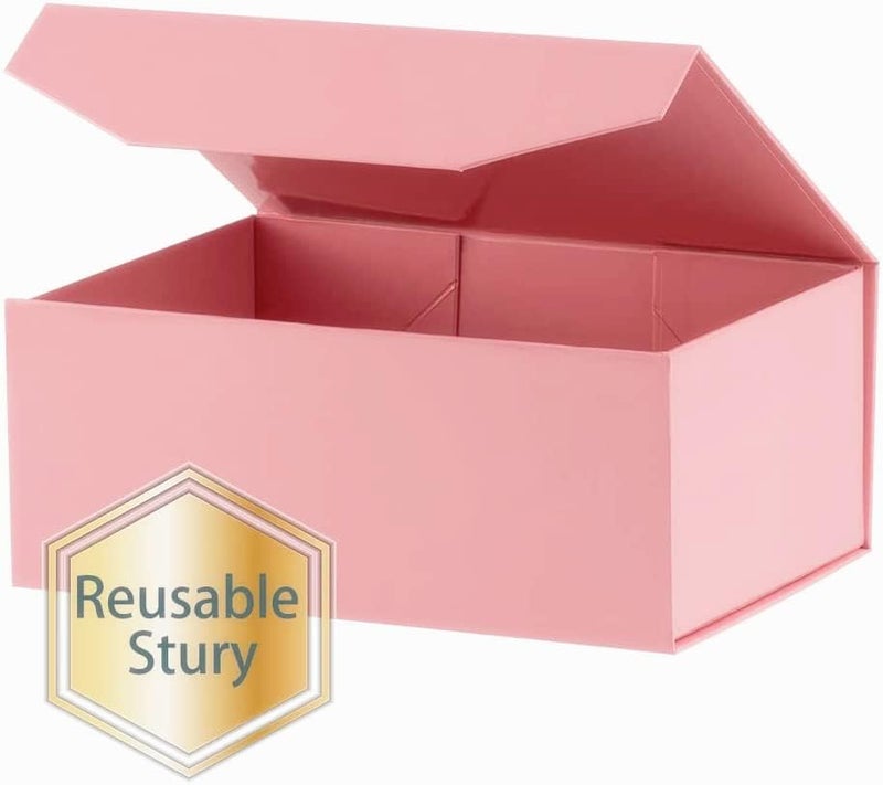 PACKGILO 1Pcs Pink 9.5x7x4 Inch Gift Box, Small Magnetic Box with Lid Pink Small Gift Box for Bridesmaid proposal Foldable Magnetic Closure Storage Boxes - Image 5